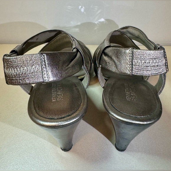 Kenneth Cole Reaction leather Heels Silver Metallic Women’s Shoe 7 - Picture 7 of 16